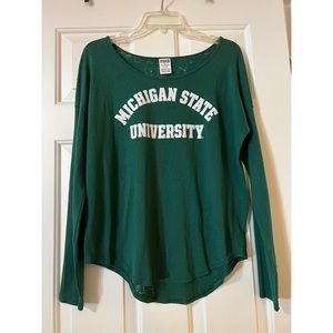 Victoria’s Secret PINK Michigan State University Green Long Sleeve Shirt